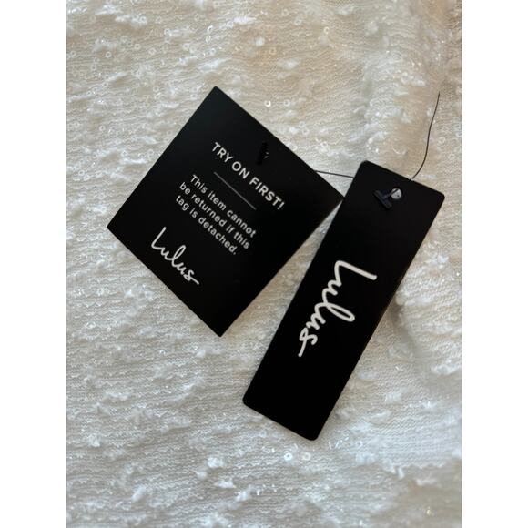 New ~ LULU'S ~ Bring the Magic White Tweed Sequin HOLIDAY Dress Size XL - Picture 10 of 11